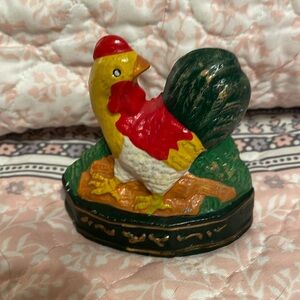Chicken small doorstop cast iron